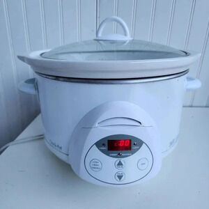 Crock Pot Rival SCRC500 Crockpot Slow Cooker Timer Removable Insert White 5 QT
